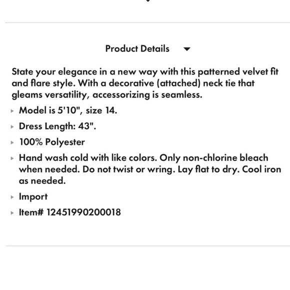 NWOT Eloquii Velvet Fit and Flare Dress with Necktie - Picture 4 of 4